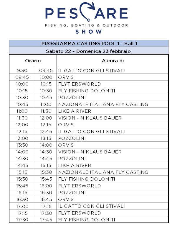 ORARI CASTING POOL 1